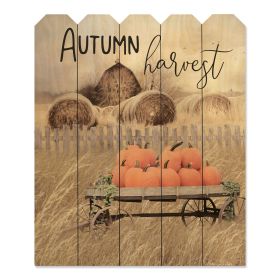 "Autumn Harvest" By Artisan Lori Deiter Printed on Wooden Pumpkin Wall Art