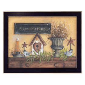 "Bless This Home" By Mary June, Printed Wall Art, Ready To Hang Framed Poster, Black Frame