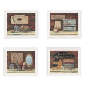 "Bathroom Collection II" 4-Piece Vignette by Pam Britton, White Frame