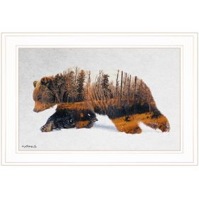 "Traveling Bear" by Andreas Lie, Ready to Hang Framed Print, White Frame