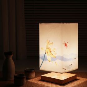 New Chinese Retro Style Bedside Night Light Warm (Option: Heyun style-Remote control-220V US)