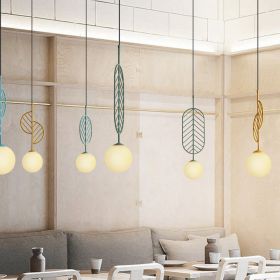 Simple Bar Restaurant Study Cafe Macaron Leaf Chandelier (Option: Half moon black-No bulb)