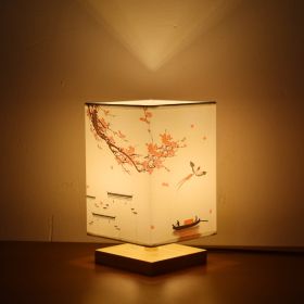 New Chinese Retro Style Bedside Night Light Warm (Option: Red plum Annunciation dimming-Power switch button-220V US)