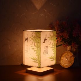 New Chinese Retro Style Bedside Night Light Warm (Option: Bamboo three color-Power switch button-220V US)